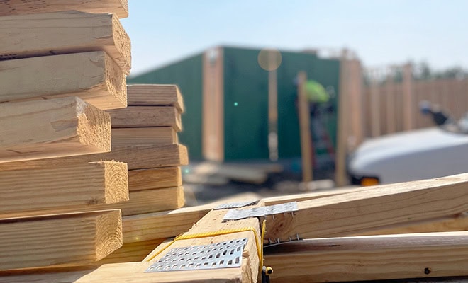 Construction Lumber Stack Framing In Progress Site