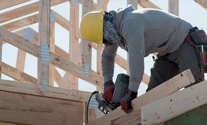 Construction Worker Framing Roof
