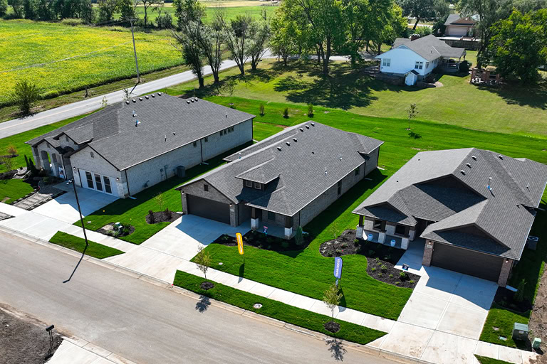 Drone View New Suburban Homes Street Development