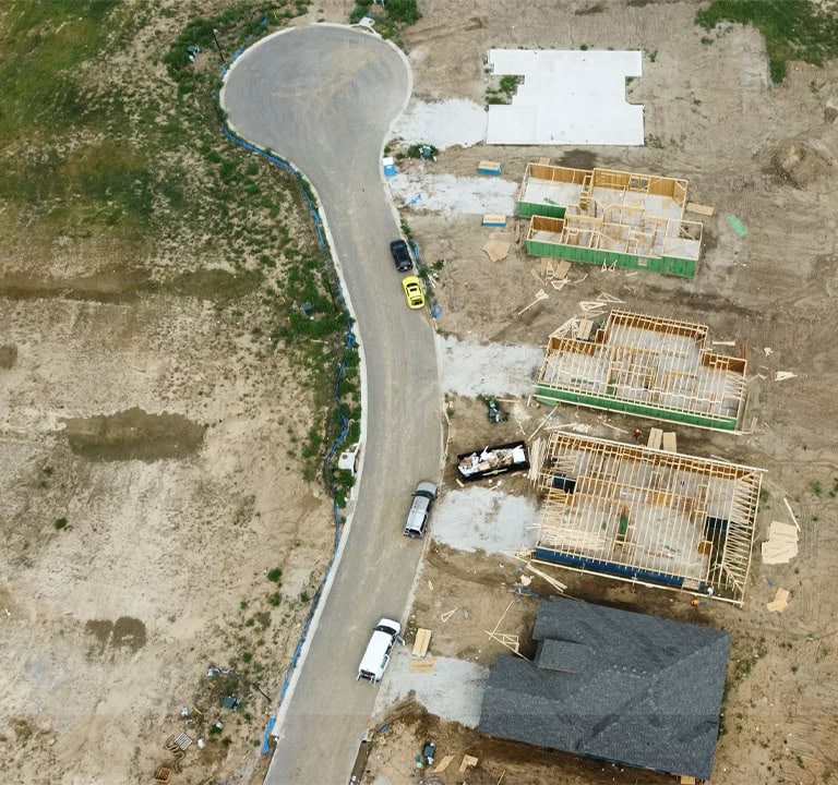 Aerial View Residential Construction Site Houses In Progress2